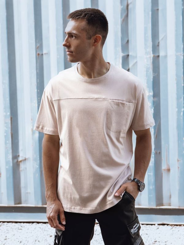 DStreet T-shirt męski bez nadruku różowy Dstreet