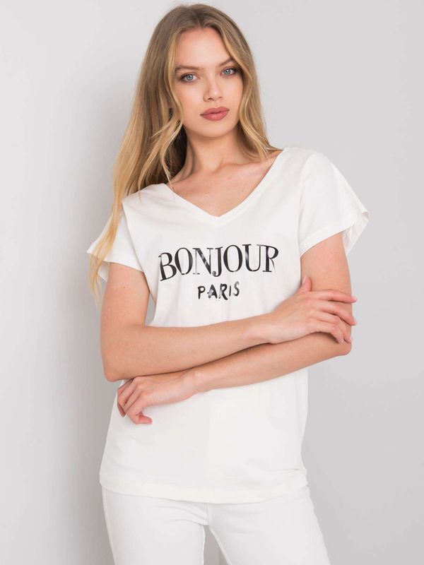 Fashionhunters T-shirt with Ecru print