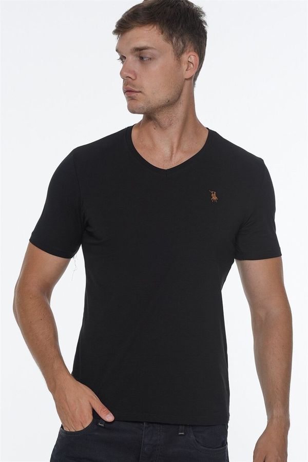 dewberry T8568 DEWBERRY V-NECK MEN'S T-SHIRT-BLACK