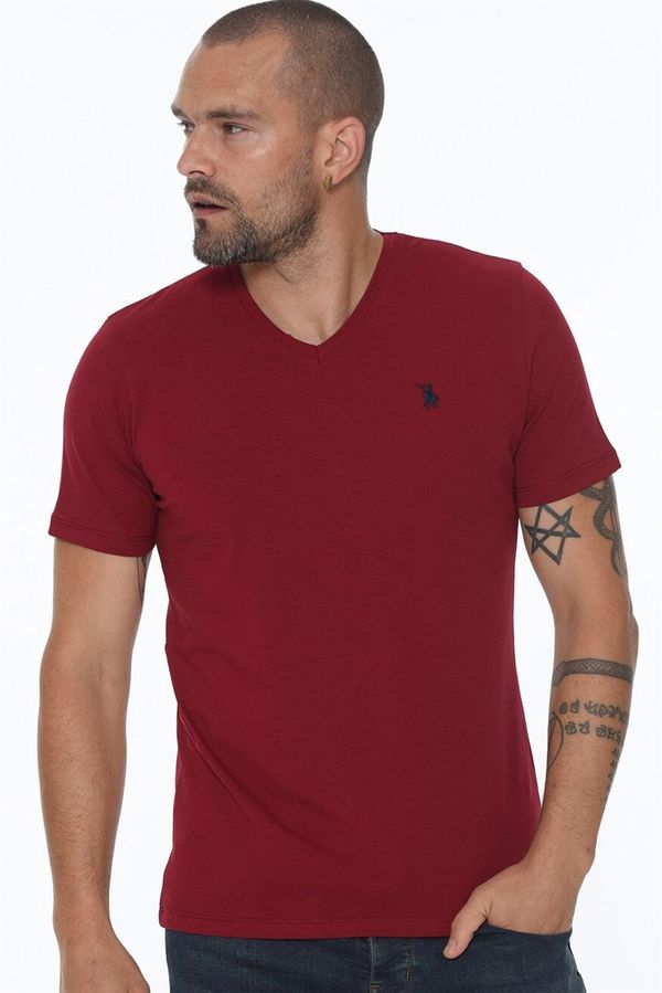 dewberry T8568 DEWBERRY V-NECK MEN'S T-SHIRT-BURGUNDY