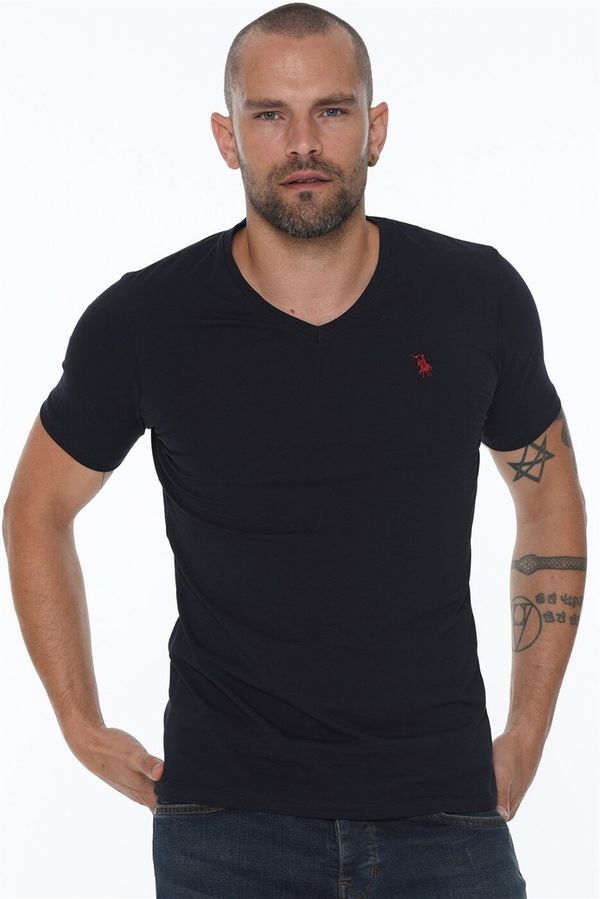 dewberry T8568 DEWBERRY V-NECK MEN'S T-SHIRT-NAVY BLUE