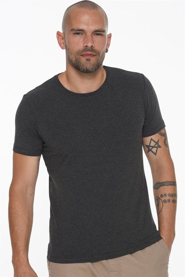 dewberry T8569 DEWBERRY BICYCLE COLLAR MEN'S T-SHIRT-ANTHRACITE