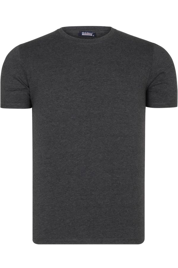 dewberry T8569 DEWBERRY BIKE COLLAR MENS T-SHIRT-FLAT ANTHRACITE