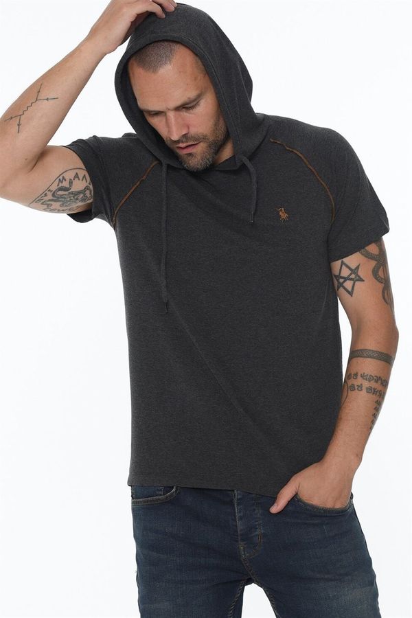 dewberry T8570 DEWBERRY HOODED MEN'S T-SHIRT-ANTHRACITE