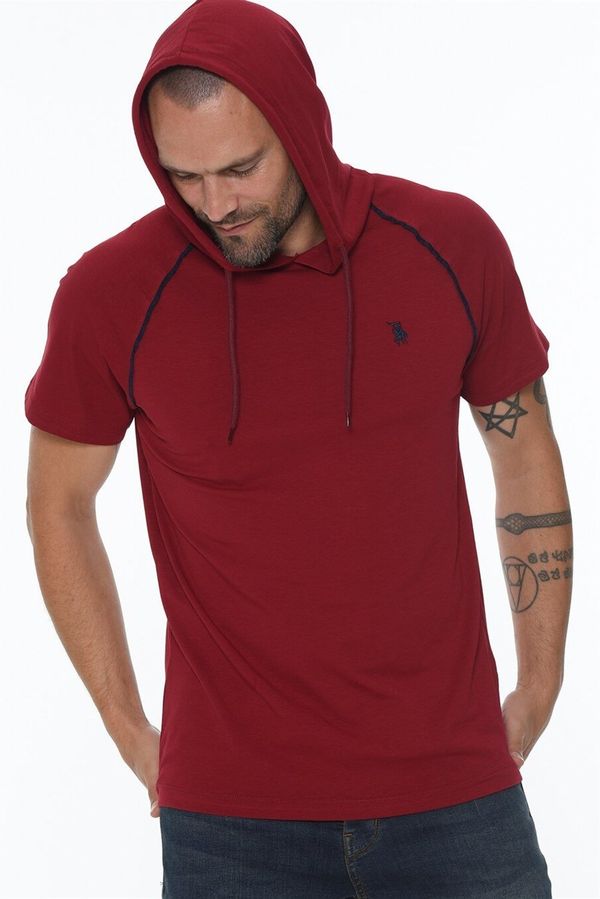 dewberry T8570 DEWBERRY HOODED MEN'S T-SHIRT-BURGUNDY