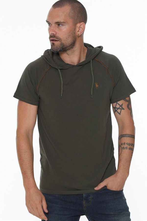 dewberry T8570 DEWBERRY HOODED MEN'S T-SHIRT-KHAKI