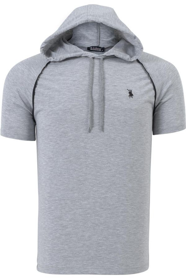 dewberry T8570 DEWBERRY HOODED MENS T-SHIRT-PLAIN GREY