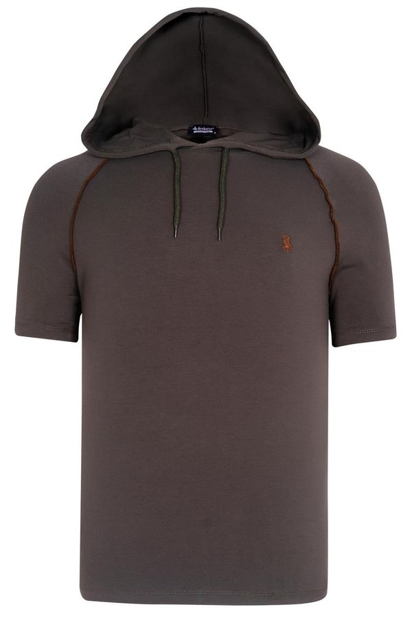 dewberry T8570 DEWBERRY HOODED MEN'S T-SHIRT-PLAIN KHAKI