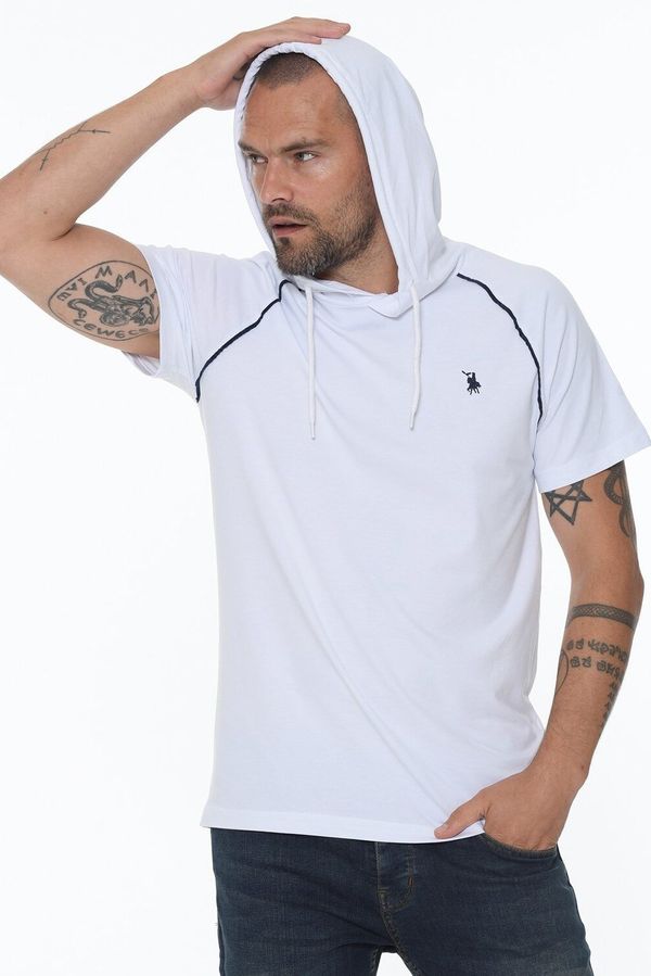 dewberry T8570 DEWBERRY HOODED MEN'S T-SHIRT-WHITE