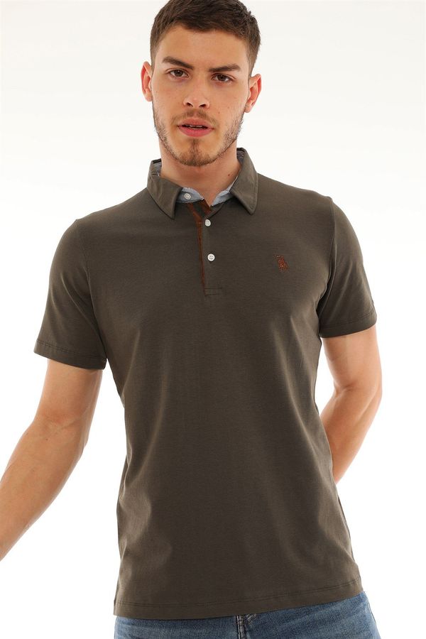 dewberry T8582 DEWBERRY MEN'S T-SHIRT-KHAKI