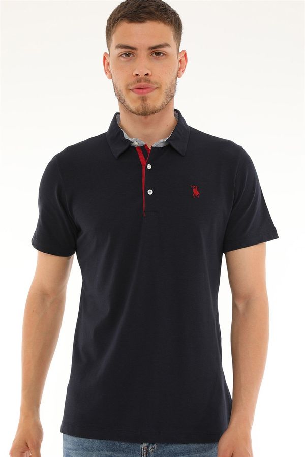 dewberry T8582 DEWBERRY MEN'S T-SHIRT-NAVY BLUE