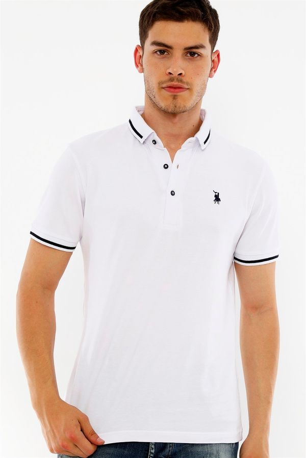 dewberry T8586 DEWBERRY MEN'S POLO NECK T-SHIRT-WHITE