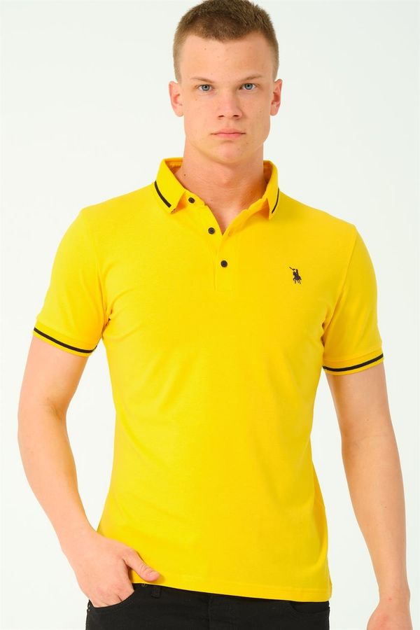 dewberry T8586 DEWBERRY MEN'S POLO NECK T-SHIRT-YELLOW-2