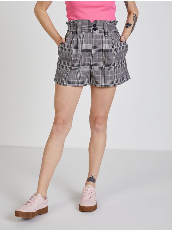 TALLY WEiJL TALLY WEiJL Grey Checkered High Waist Shorts - Ladies