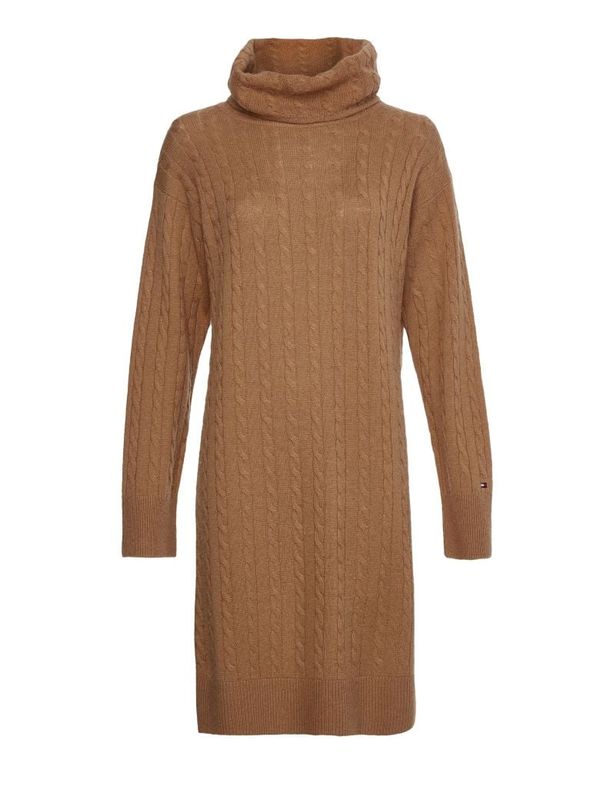 Tommy Hilfiger Tommy Hilfiger Dress - SOFTWOOL CABLE ROLL-NK DRESS brown