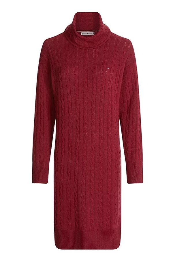 Tommy Hilfiger Tommy Hilfiger Dress - SOFTWOOL CABLE ROLL-NK DRESS red