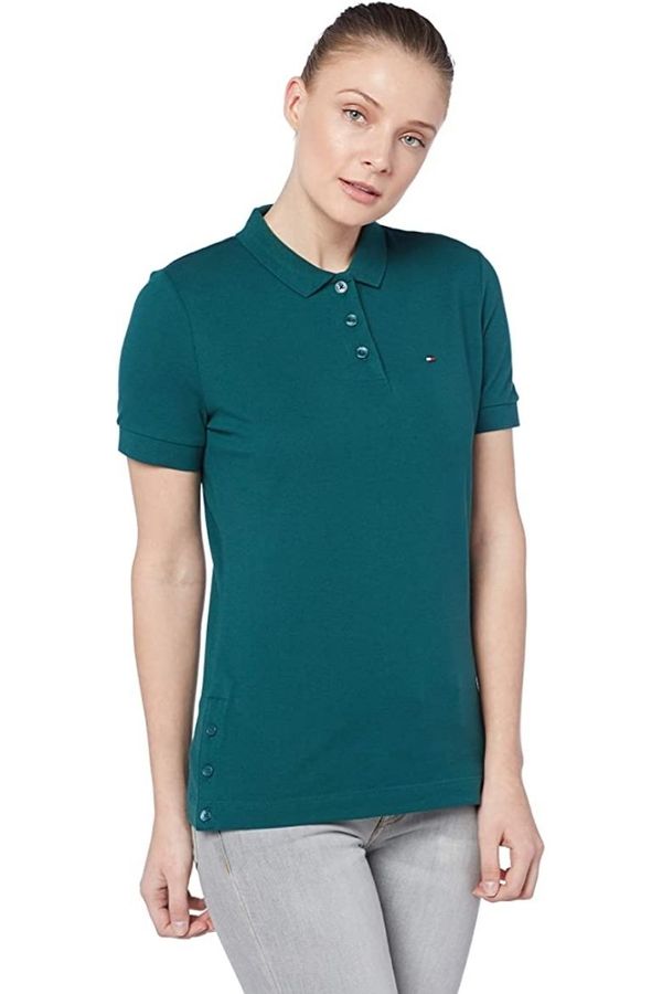 Tommy Hilfiger Tommy Hilfiger Polo shirt - LEORA STR PQ POLO SS green