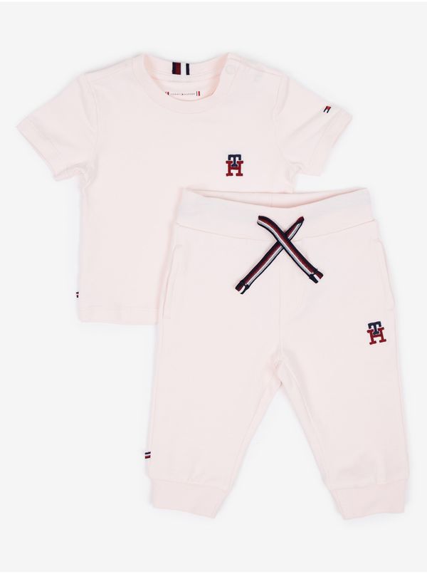 Tommy Hilfiger Tommy Hilfiger Set of girls' T-shirt and sweatpants in light pink Tommy Hilf - Girls
