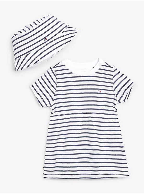 Tommy Hilfiger Tommy Hilfiger Set of girly striped dress and hat in blue and white Tommy Hi - Girls