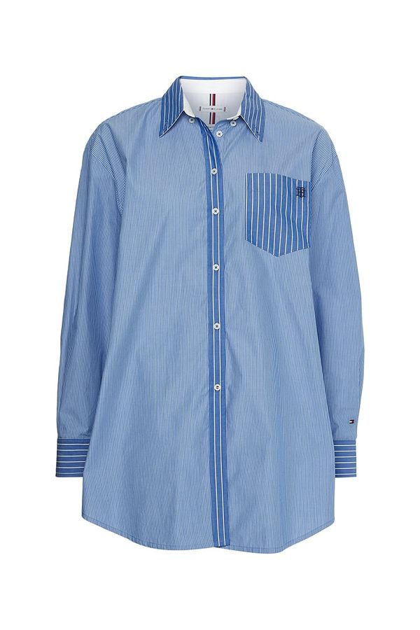 Tommy Hilfiger Tommy Hilfiger Shirt - ORG CO STRIPE OVERSIZED SHIRT LS blue