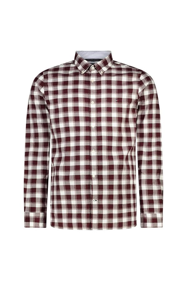 Tommy Hilfiger Tommy Hilfiger Shirt - SLIM BRUSHED HEATHER CHECK SHIRT burgundy