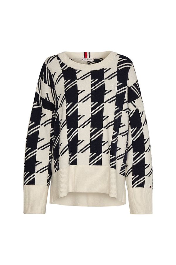 Tommy Hilfiger Tommy Hilfiger Sweater - HOUNDSTOOTH RELAXED C-NK SWEATER white