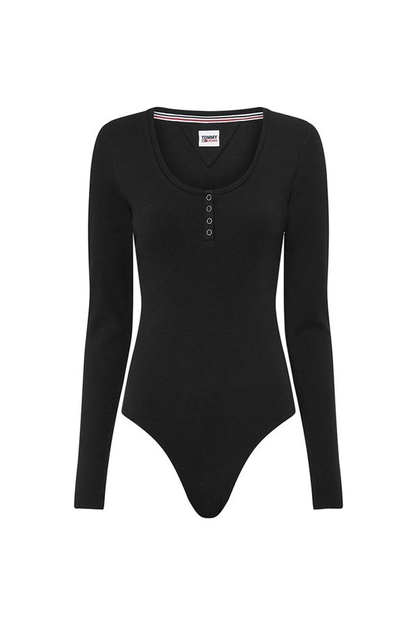 Tommy Hilfiger Tommy Jeans Bodysuit - TJW RIB HENLEY BODY LS black