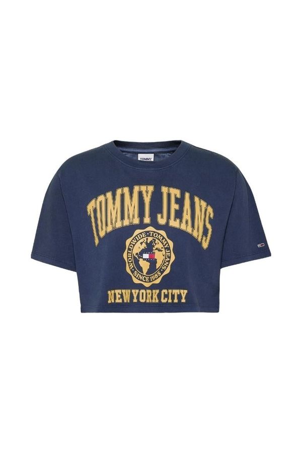 Tommy Hilfiger Tommy Jeans T-Shirt - TJW SUPER CROP COLLEGE LOGO SS blue