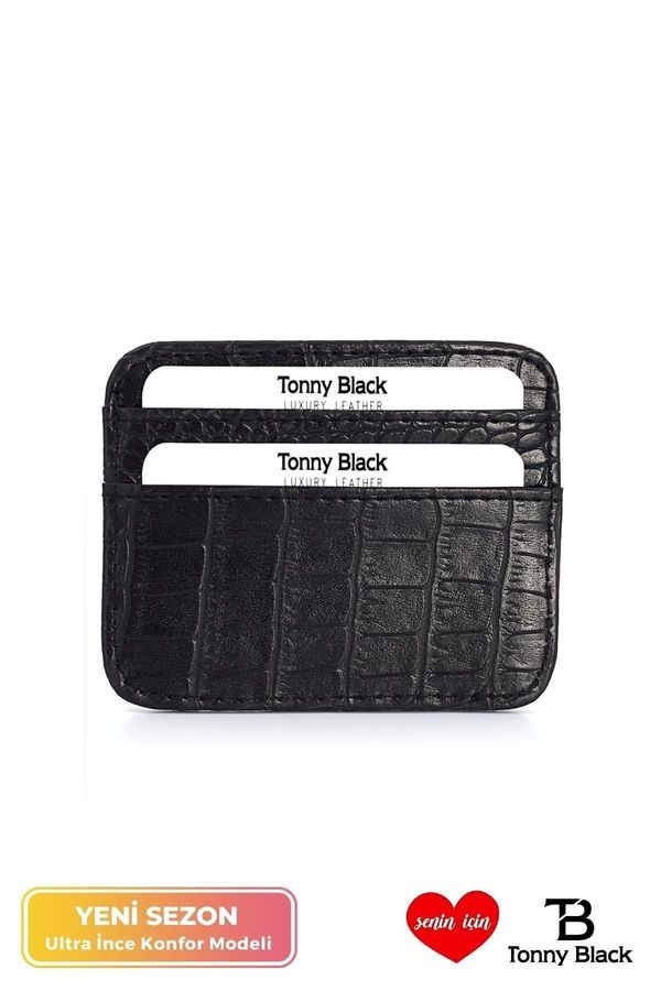 Tonny Black Tonny Black Original Women's Super Slim Croco Leather Slim with Money Compartment Credit Card & Business Card Holder, Wallet Card Holder.
