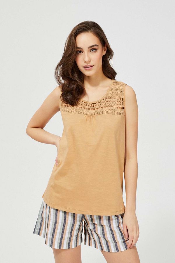 Moodo Top with openwork decoration - beige