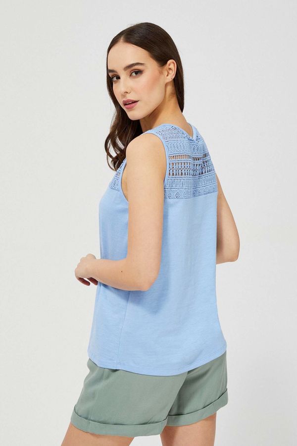 Moodo Top with openwork decoration - blue