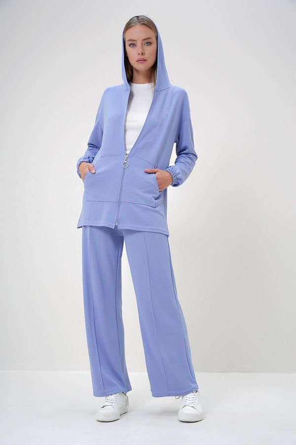 Trend Alaçatı Stili Trend Alaçatı Stili Women's Baby Blue Bottom-Top Set