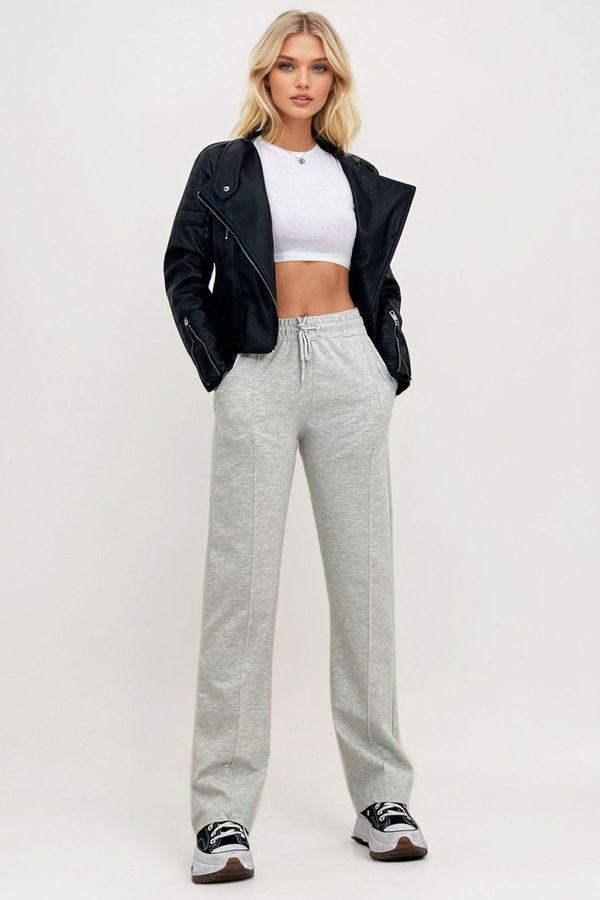 Trend Alaçatı Stili Trend Alaçatı Stili Women's Carmelange High Waist Front Grass Wide Leg Double Pocket Tracksuit Bottoms