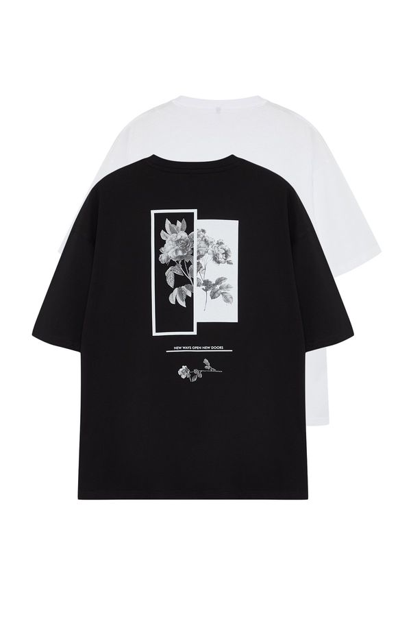 Trendyol Trendyol 2-Pack Black and White Oversize/Wide-Fit T-shirt