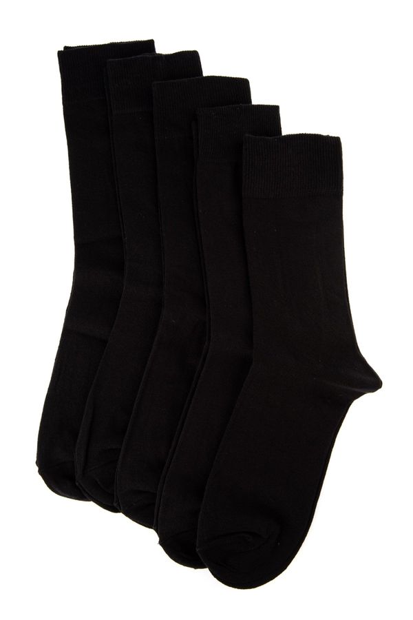 Trendyol Trendyol 5-Pack Black Cotton Straight Socket-Long Socks