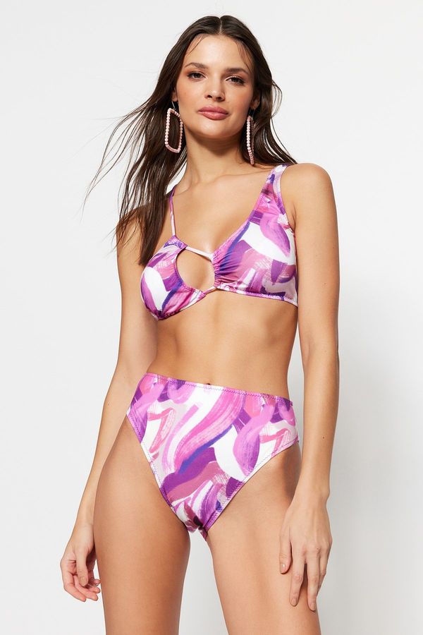 Trendyol Trendyol Abstract Patterned High Waist Regular Leg Bikini Bottom