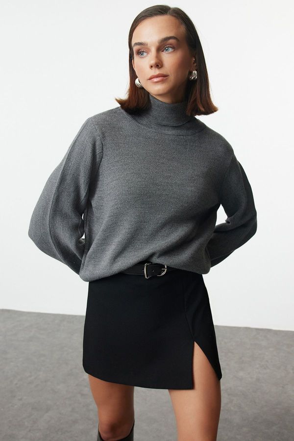 Trendyol Trendyol Anthracite Basic Turtleneck Knitwear Sweater