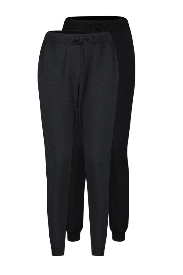 Trendyol Trendyol Anthracite-Black Men's Basic Regular/Normal Fit Jogger 2-Pack Sweatpants