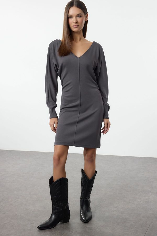 Trendyol Trendyol Anthracite Bodycone/Fits Mini Knit Dress