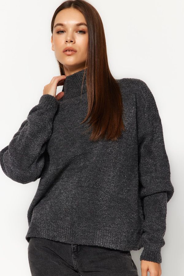 Trendyol Trendyol Anthracite Boucle Soft Textured Knitwear Sweater