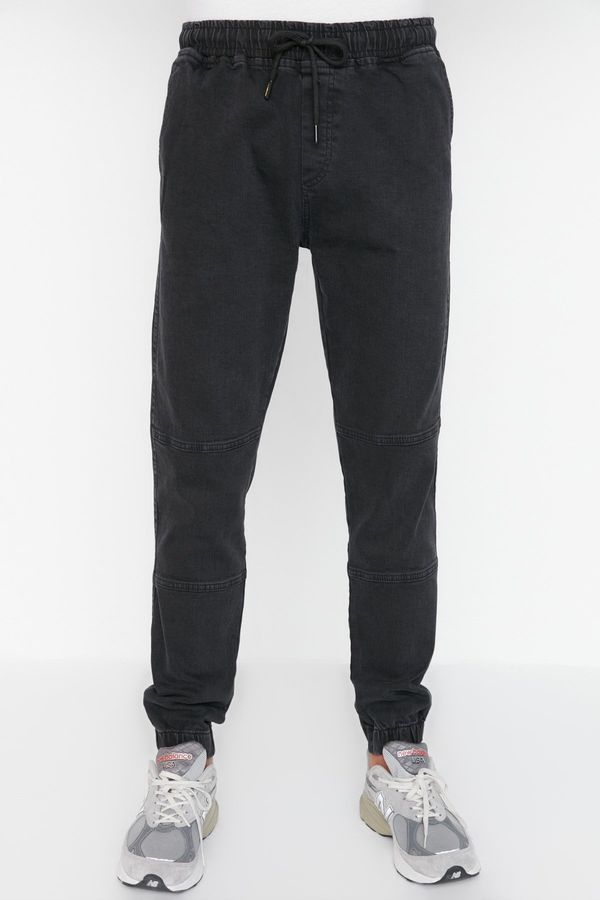 Trendyol Trendyol Anthracite Comfortable Pattern Stitching Detailed Jogger Jeans Denim Trousers