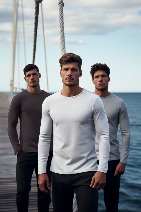 Trendyol Trendyol Anthracite-Gray-White Regular/Normal Cut 3-Pack 100% T-Shirt