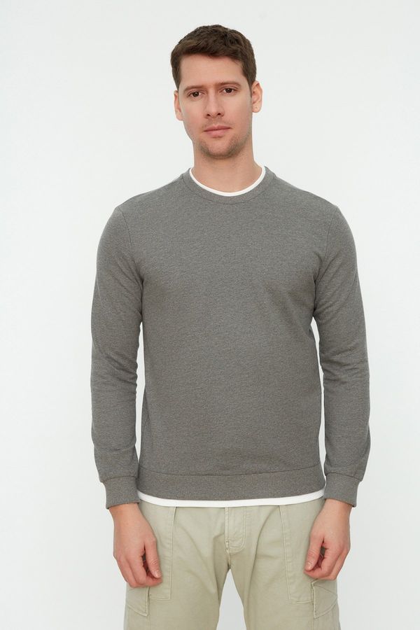 Trendyol Trendyol Anthracite Men's Basic Regular Fit Cotton Sweatshirt