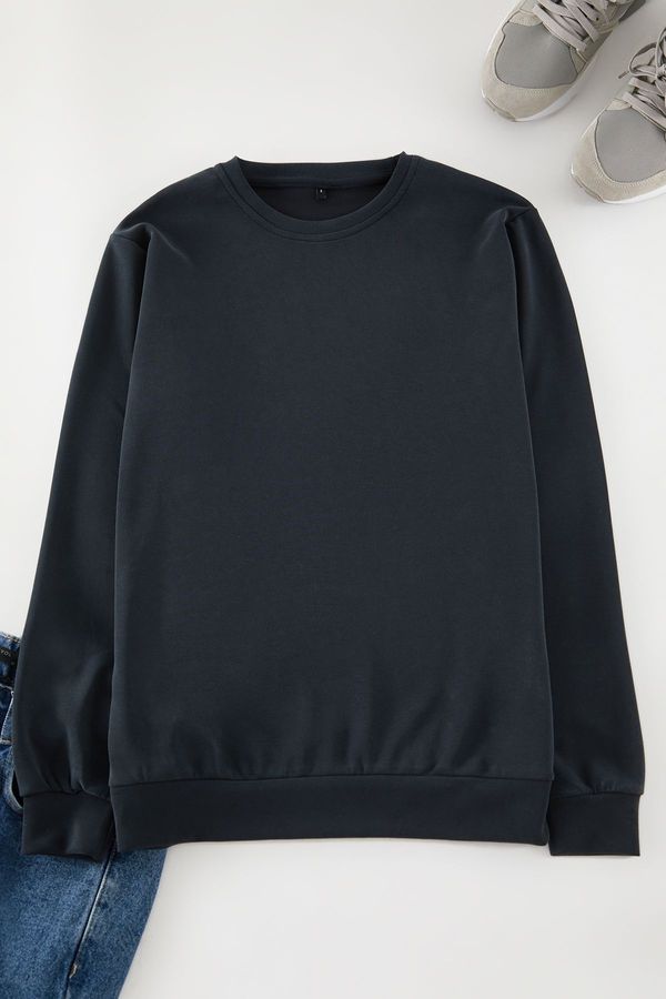 Trendyol Trendyol Anthracite Regular/Normal Cut Soft Textured Modal Sweatshirt