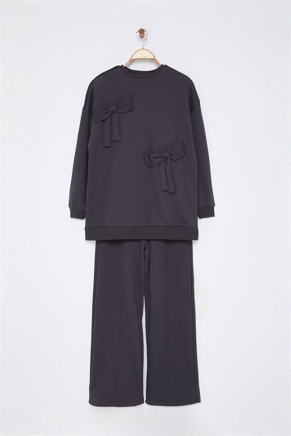 Trendyol Trendyol Anthracite Ribbon Detailed Oversize Tracksuit