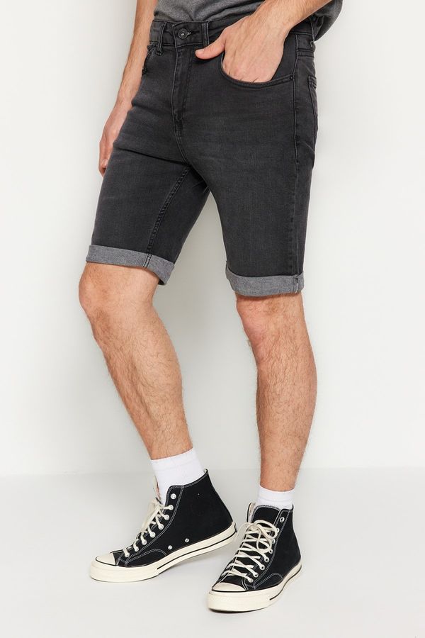 Trendyol Trendyol Anthracite Skinny Fit Destroyed Shorts & Bermuda