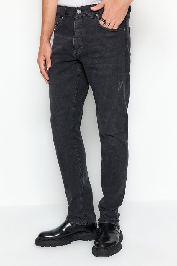 Trendyol Trendyol Anthracite Slim Fit Rake Destroyed Jeans Jeans