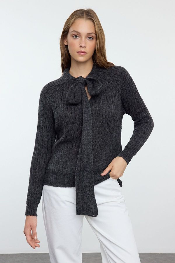 Trendyol Trendyol Anthracite Soft Textured Loose Knit Sweater