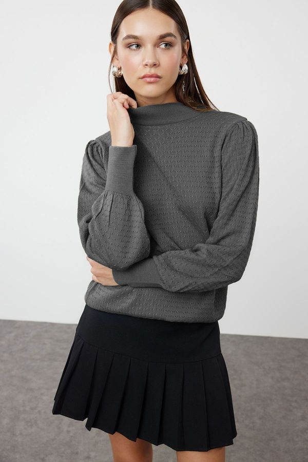 Trendyol Trendyol Anthracite Stand Collar Knitwear Sweater