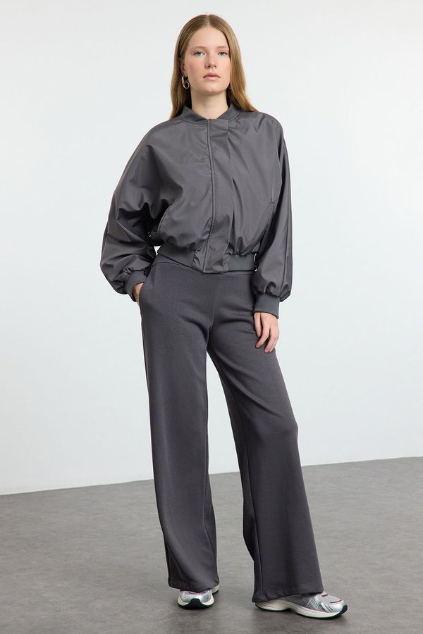 Trendyol Trendyol Anthracite Thin Extra High Waist Wide Leg/Wide Cut Trousers